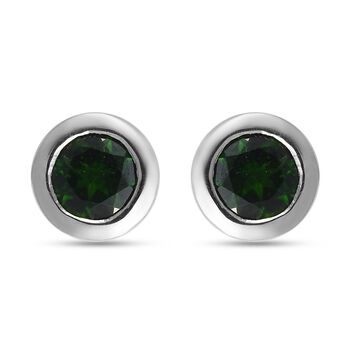 Nat&uuml;rlicher Chromdiopsid Ohrstecker 925 Silber platiniert ca. 0,94 ct