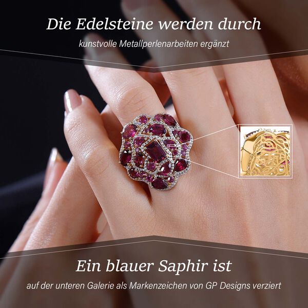 GP Italian Garden Kollektion-Rhodolith Granat und Kanchanaburi blauer Saphir-Ring - 6,91 ct. image number 3