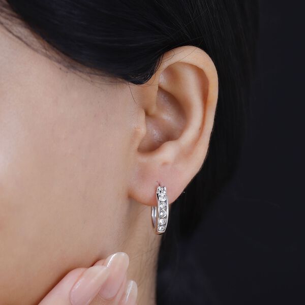 J Francis gefertigt mit SWAROVSKI- Wei&szlig;e Swarovski Kristall-Ohrringe, 925 Silber platiniert image number 3