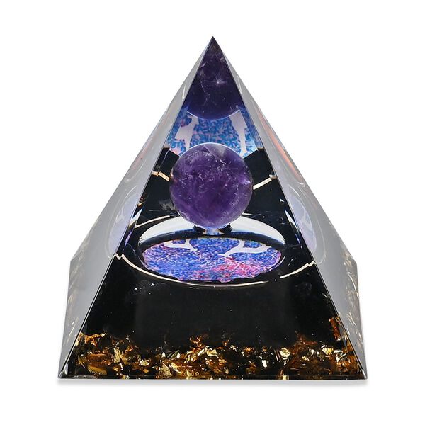 Edelstein Pyramide mit Obsidian und Amethyst, Amethyst image number 0