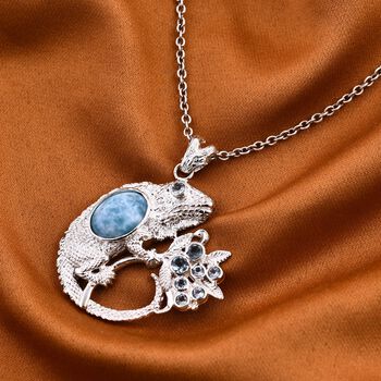 Royal Bali Kollektion - Larimar und blauer Topas-Anh&auml;nger - 8,70 ct.