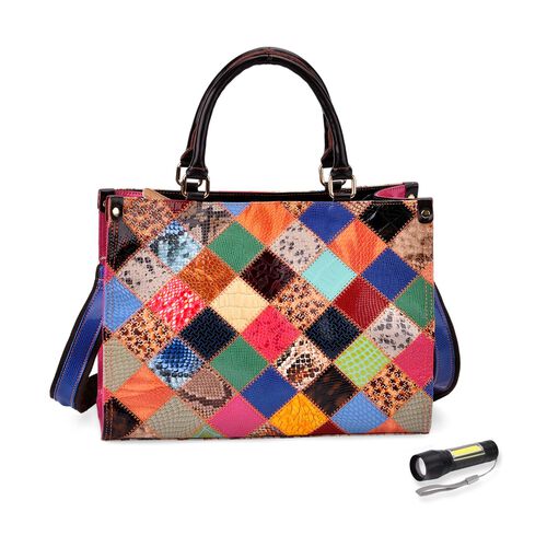 Chaos by Elsie Echtleder Crossbody Tasche mit RFID und Mini-Blitzlampe, 34x15x26,5cm image number 0