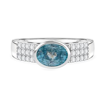 D'Joy AA blauer Zirkon und Moissanit Ring - 2,32 ct.