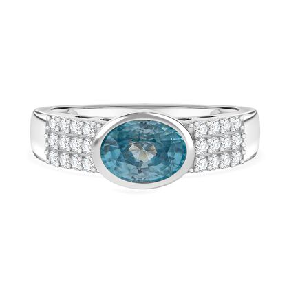 D'Joy AA Blauer Zirkon, Moissanit Ring 925 Silber rhodiniert (Gr&ouml;&szlig;e 20.00) ca. 2,32 ct