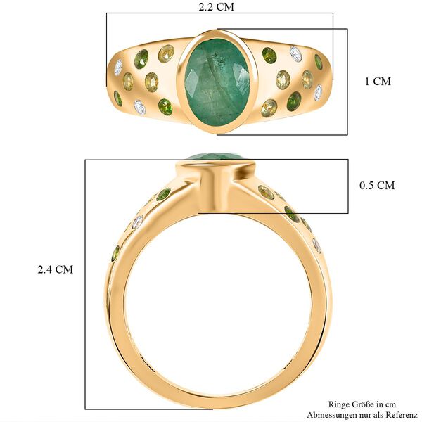 Kagem Sambischer Smaragd, Natürlicher Chromdiopsid Ring 925 Silber 750 Gelbgold Vermeil (Größe 21.00) ca. 1,52 ct image number 7