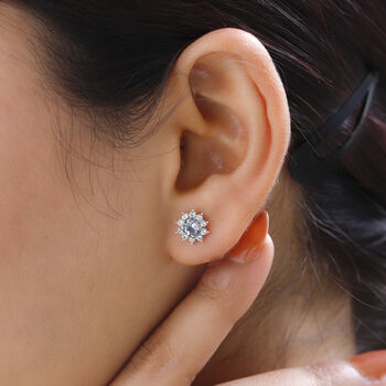 Sternchen Espirito Santo Aquamarin und Zirkon Ohrstecker