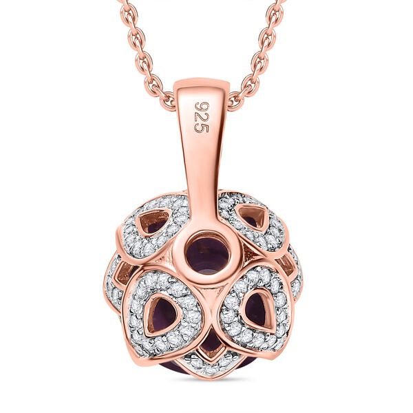 Rose De France Amethyst und Zirkon Anh&auml;nger mit 45cm Kette - 7,15 ct. image number 5