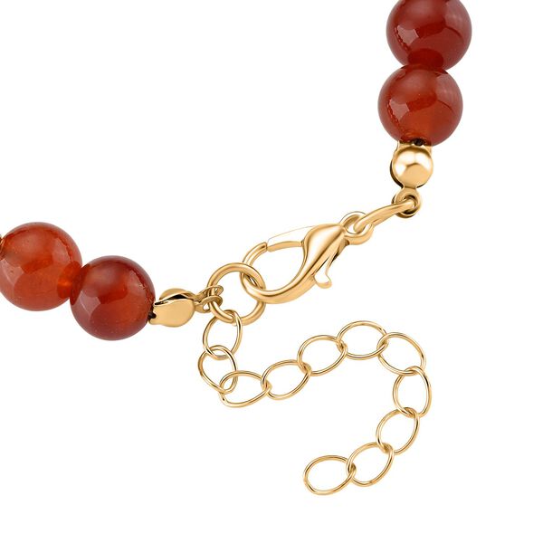 Roter Achat, Weiße Keshi Perle Armband, ca. 18cm mit 5cm extender, Reine Legierung goldfarben image number 5