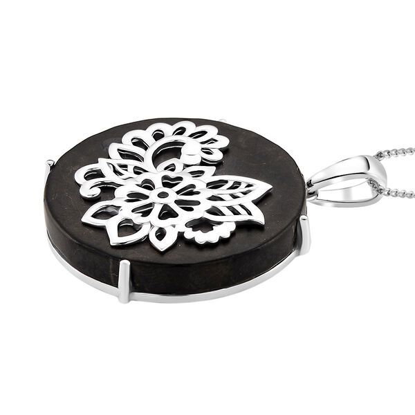 D'Joy Shungit Anhänger mit Kette, ca. 45 cm 925 Silber rhodiniert ca. 36,00 ct image number 3