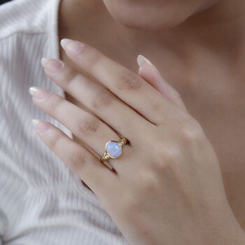 AA nat&uuml;rlicher, &auml;thiopischer Welo Opal und Zirkon-Ring - 1,70 ct.