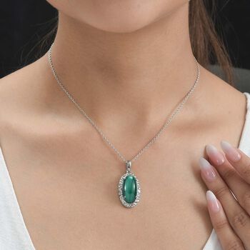 Malachit Anh&auml;nger  Edelstahl ca. 15.06 ct