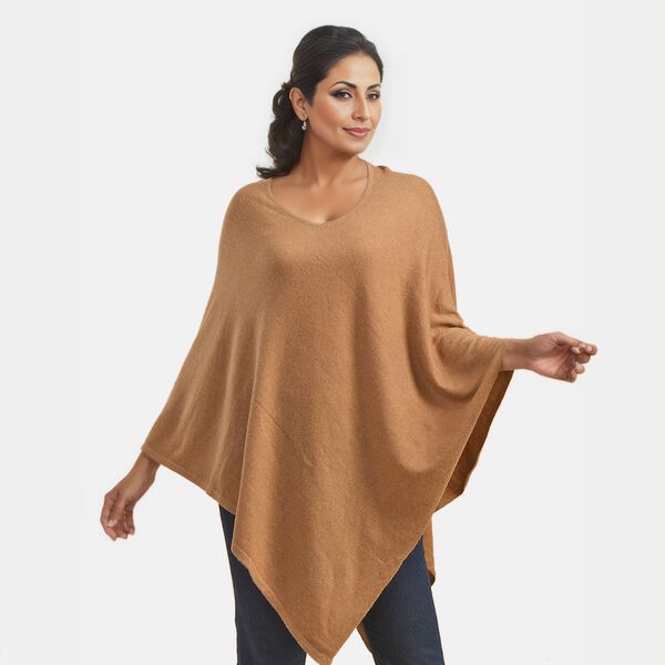 LA MAREY: Luxuri&ouml;ser Pashmina-Poncho, Einheitsgr&ouml;&szlig;e, Khaki&nbsp; image number 3
