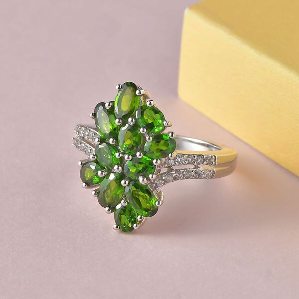 Natürlicher Chromdiopsid-Ring, 925 Silber platiniert  ca. 2,49 ct image number 2