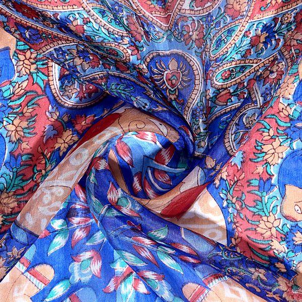 La Marey  100% Silk Printed silk scarves  100% Silk Size-50x170 cms Color-navy blue image number 5