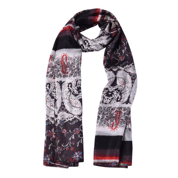 LA MAREY: Bedruckter Schal aus 100% Maulbeerseide, Gemustert, inkl. Geschenkbox, Schwarz&nbsp; image number 4