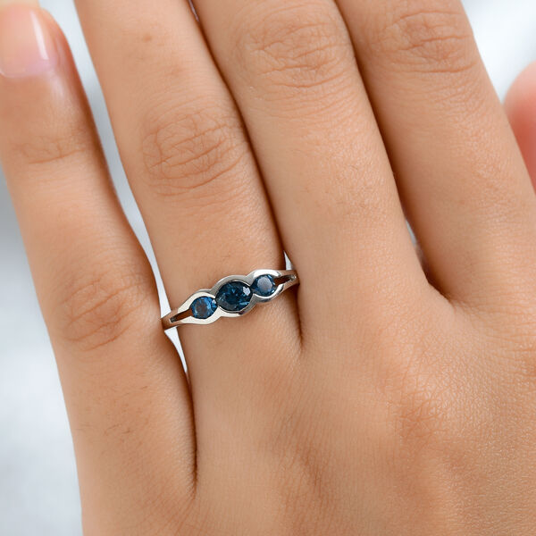 London Blau Topas Ring 925 Silber platiniert  ca. 0,88 ct image number 3