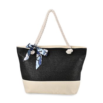 Stillvolle und praktische Tote Tasche mit dekorativem Schleife, 51x34x16cm, Schwarz