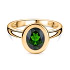 Nat&uuml;rlicher Chromdiopsid Ring 925 Silber 750 Gelbgold Vermeil (Gr&ouml;&szlig;e 18.00) ca. 1,96 ct