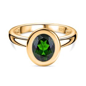 Nat&uuml;rlicher Chromdiopsid Ring 925 Silber 750 Gelbgold Vermeil (Gr&ouml;&szlig;e 18.00) ca. 1,96 ct