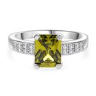 Lustro Stella Gr&uuml;ner Saphir-Farbener Zirkonia, Wei&szlig;er Zirkonia Ring 925 Silber rhodiniert (Gr&ouml;&szlig;e 18.00)