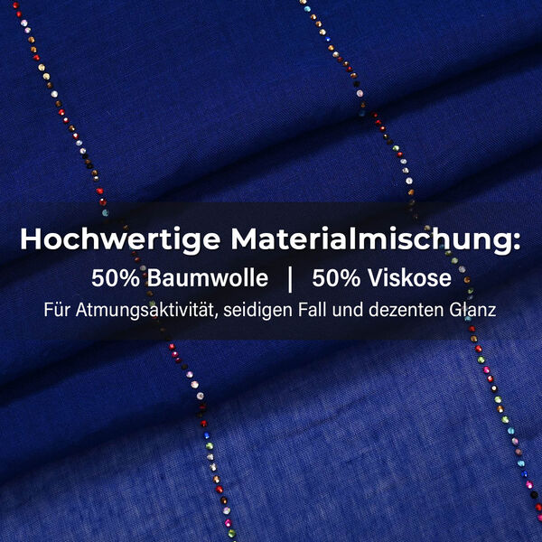 Perlenverzierter Schal, 50% Baumwolle 50% Viskose, 180x90cm, Marineblau image number 4