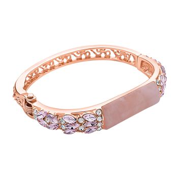 Rosenquarz, rosa Kristall Armreif, ca. 18 cm, Std Rose