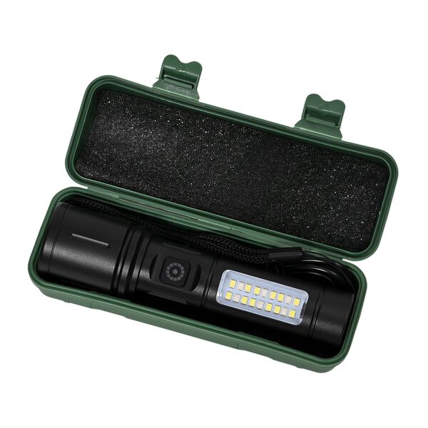 Wiederaufladbare LED-Taschenlampe, 6 Leuchtmodi, USB-Ladekabel, 13,8&times;3,5cm, Schwarz image number 5