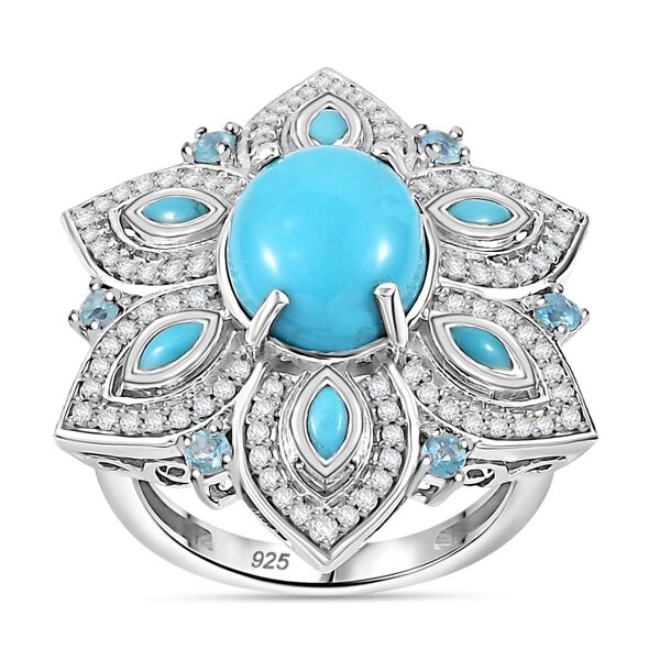Sleeping Beauty T&uuml;rkis, Paraiba Apatit und Zirkon Ring - 4,33 ct. image number 4