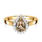 AAA Turkizit und wei&szlig;er Diamant-Ring, 925 Silber Gelbgold Vermeil (Gr&ouml;&szlig;e 20.00) ca. 1,08 ct