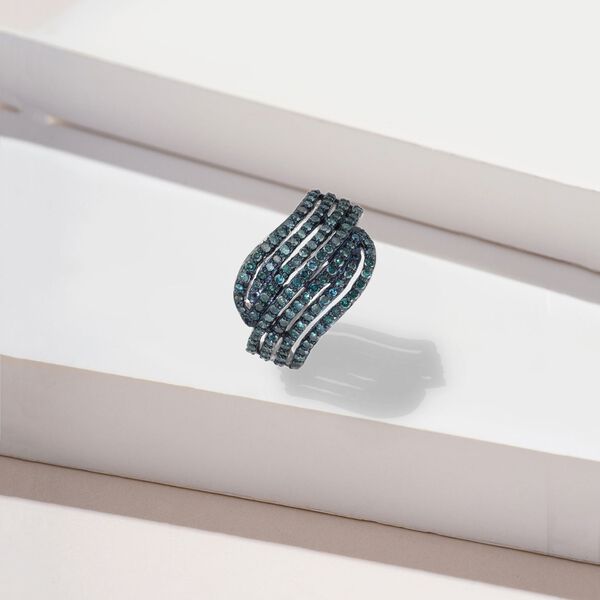 Blauer Diamant-Ring, 925 Silber platiniert  ca. 1,00 ct image number 2