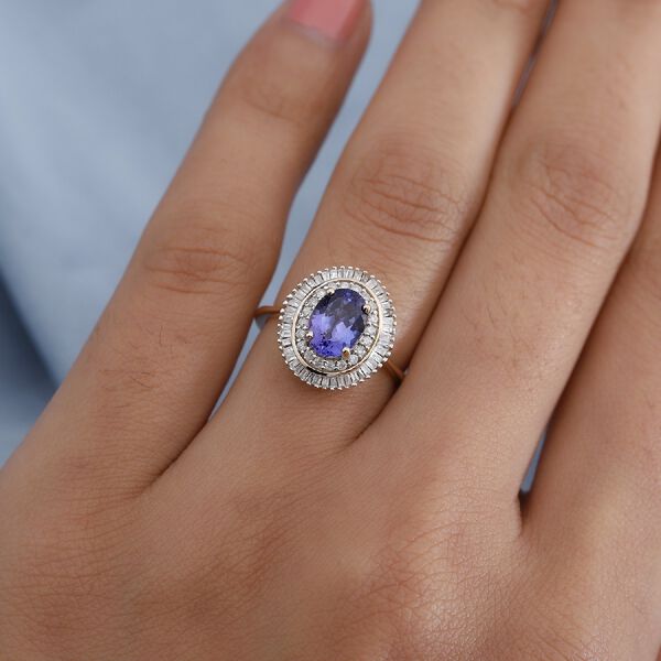 AA Tansanit und Diamant Halo Ring 375 Gelbgold image number 3