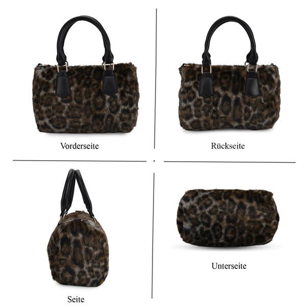 Crossbody Bag in Leopard-Optik, Braun-Schwarz, 26x17x13cm image number 5