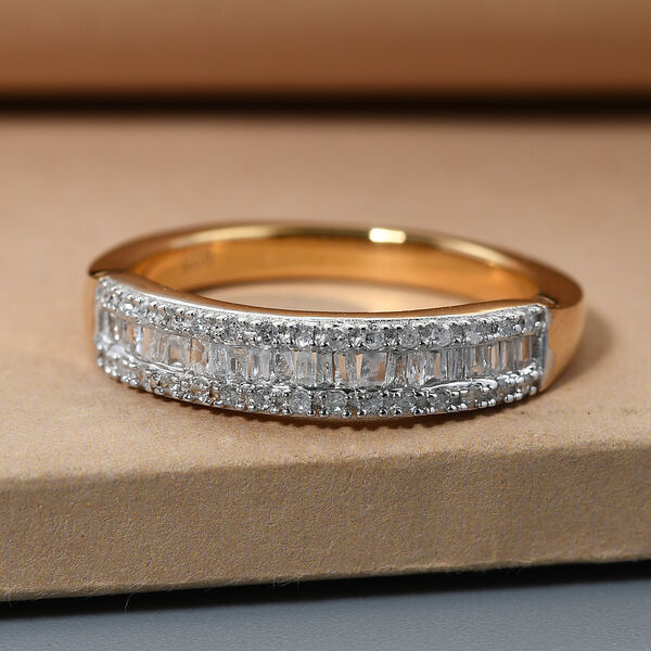 Diamant-Ring, 925 Silber Gelbgold Vermeil  ca. 0,25 ct image number 2