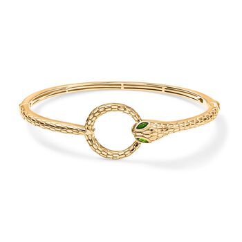 Nat&uuml;rlicher Chromdiopsid, Kanchanaburi Blauer Saphir Armreif ca. 19 cm 925 Silber 750 Gelbgold Vermeil ca. 0,37 ct.