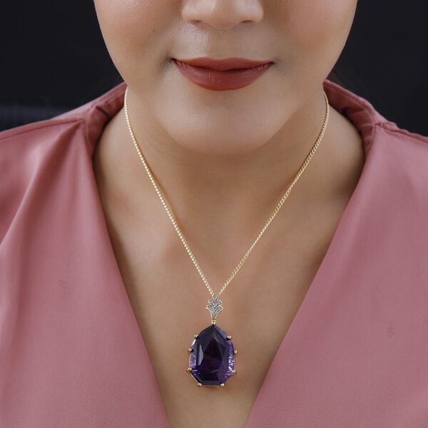 Afrikanischer Amethyst Anh&auml;nger mit 50 cm langer Kette - 50,23 Ct. image number 2