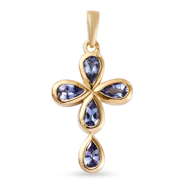 Tansanit Anh&auml;nger 925 Silber vergoldet ca. 1,00 ct