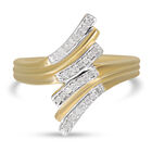 Diamant Bypass-Ring, 925 Silber Gelbgold Vermeil (Größe 16.00) ca. 0,15 ct
