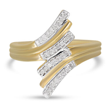 Diamant Bypass-Ring, 925 Silber Gelbgold Vermeil  ca. 0,15 ct