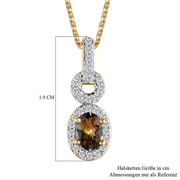 Nat&uuml;rlicher, goldener Tansanit und Zirkon-Anh&auml;nger mit 50cm Kette - 0,73 ct. image number 6