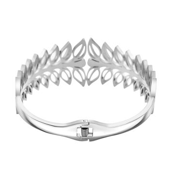 Wei&szlig;er Kristall Armreif ca. 19 cm Reiner Edelstahl, Silberfarben