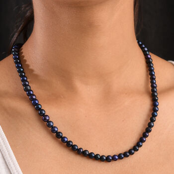 Blaue gef&auml;rbte S&uuml;&szlig;wasserperle Halskette, 70 cm