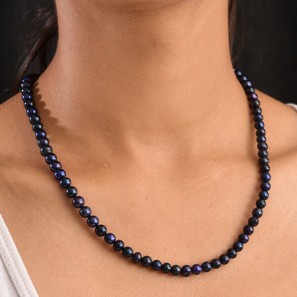 Blaue gefärbte Süßwasserperle Halskette, 70 cm image number 3