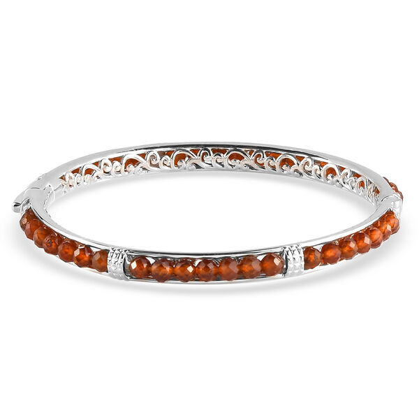 Hessonit Granat-Armreif, 19 cm, Messing platiniert ca. 26,46 ct