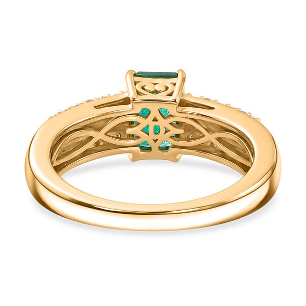 D'Joy AAA Kagem Sambischer Smaragd, Moissanit Ring 925 Silber 750 Gelbgold vermeil (Gr&ouml;&szlig;e 17.00) (10-15 Werktage Lieferzeit) ca. 1.15 ct image number 5