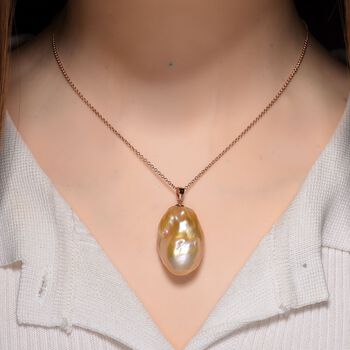 AAA Mehrfarbige-S&uuml;&szlig;wasser-Barockperle Anh&auml;nger mit Kette, ca. 50 cm, 925 Silber ros&eacute;vergoldet