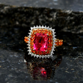 D'Joy Sunset Triplett Quarz, Salamanca Feueropal und Zirkon Ring - 4,66 ct.