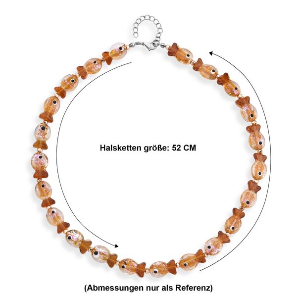 Champagnerfarbenes Murano-Stil Glas Halskette ca. 52 cm image number 6
