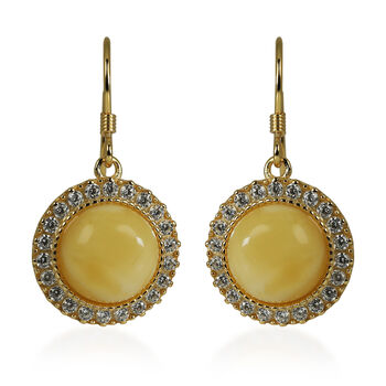 Bernstein, Zirkonia Ohrringe 925 Silber