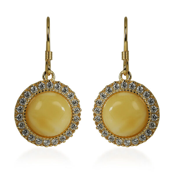 Bernstein, Zirkonia Ohrringe 925 Silber