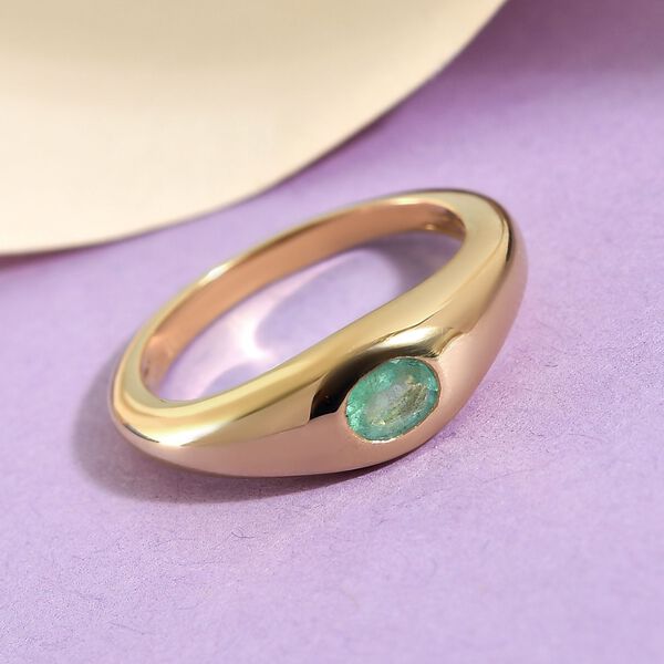 AA &Auml;thiopischer Smaragd-Ring, 925 Silber Gelbgold Vermeil  ca. 0,33 ct image number 2